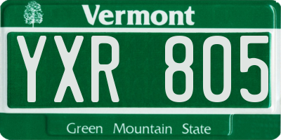 VT license plate YXR805