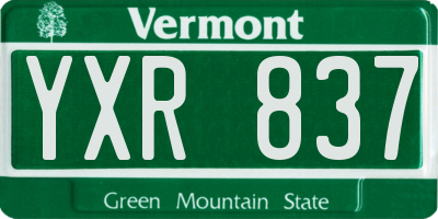 VT license plate YXR837