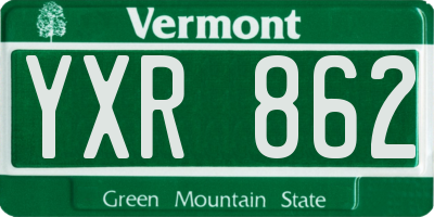 VT license plate YXR862