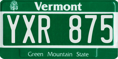 VT license plate YXR875