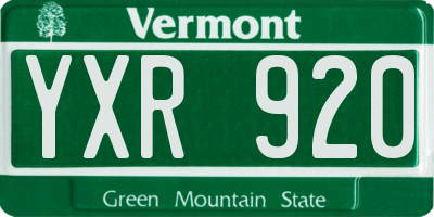 VT license plate YXR920