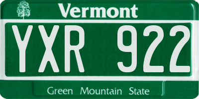 VT license plate YXR922