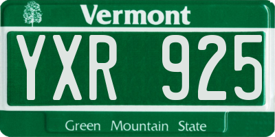 VT license plate YXR925