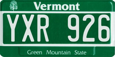 VT license plate YXR926