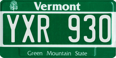 VT license plate YXR930