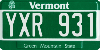 VT license plate YXR931
