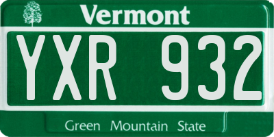 VT license plate YXR932