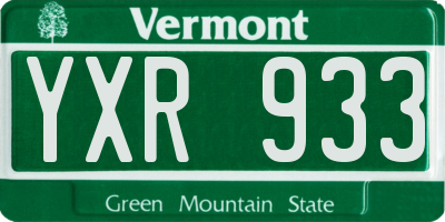 VT license plate YXR933
