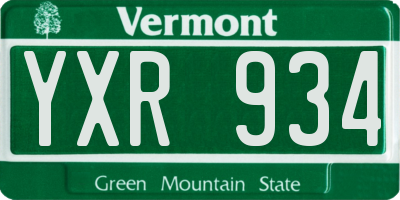 VT license plate YXR934