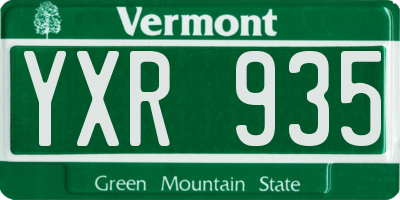 VT license plate YXR935