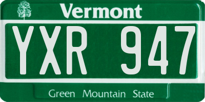 VT license plate YXR947