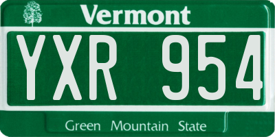 VT license plate YXR954
