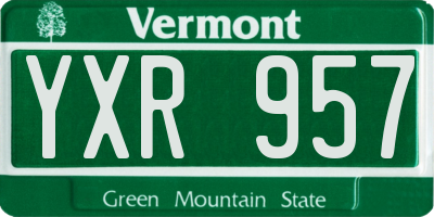 VT license plate YXR957