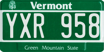 VT license plate YXR958