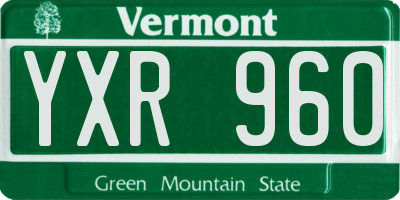 VT license plate YXR960