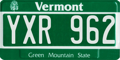 VT license plate YXR962