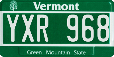 VT license plate YXR968