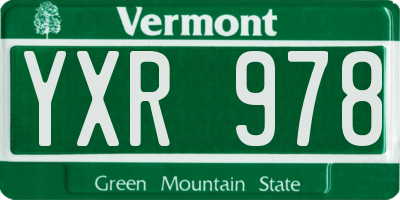 VT license plate YXR978