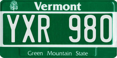 VT license plate YXR980