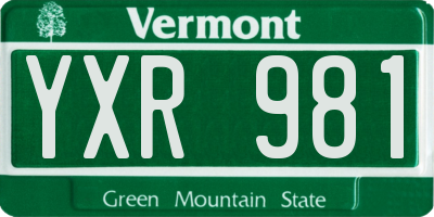 VT license plate YXR981