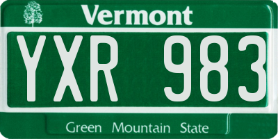 VT license plate YXR983