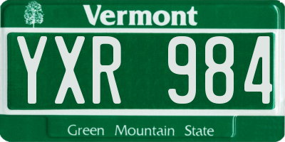 VT license plate YXR984