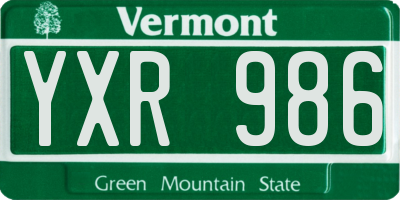 VT license plate YXR986