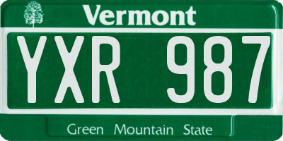 VT license plate YXR987