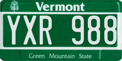 VT license plate YXR988