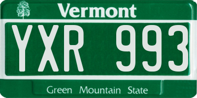 VT license plate YXR993