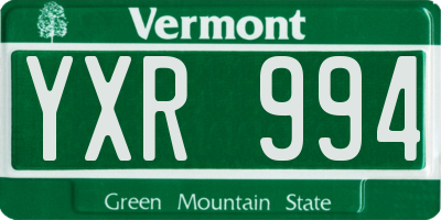 VT license plate YXR994