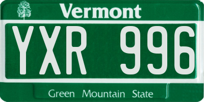 VT license plate YXR996