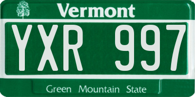 VT license plate YXR997