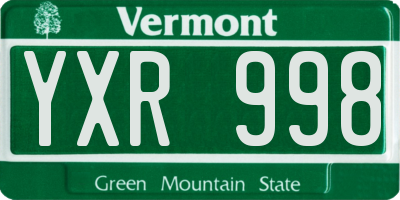 VT license plate YXR998