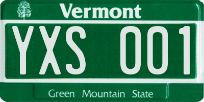 VT license plate YXS001