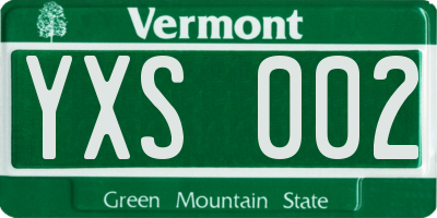 VT license plate YXS002