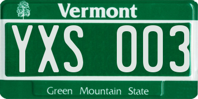 VT license plate YXS003