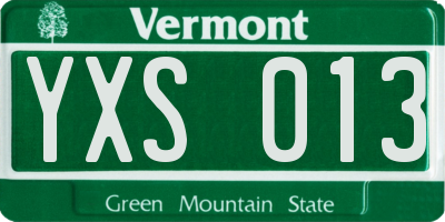 VT license plate YXS013