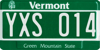 VT license plate YXS014