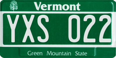VT license plate YXS022