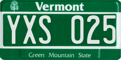 VT license plate YXS025