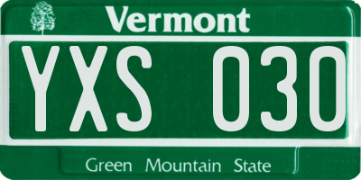 VT license plate YXS030