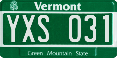 VT license plate YXS031