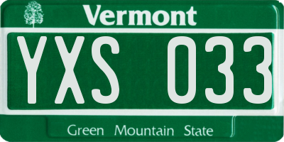 VT license plate YXS033