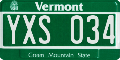VT license plate YXS034