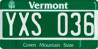 VT license plate YXS036
