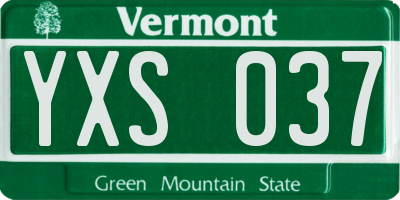 VT license plate YXS037