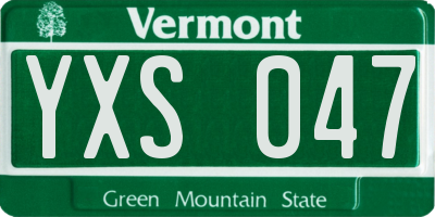 VT license plate YXS047