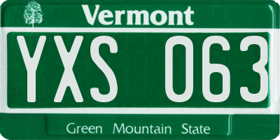 VT license plate YXS063