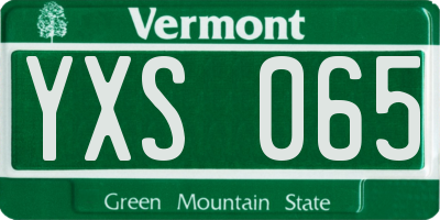 VT license plate YXS065